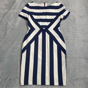 Maeve Dress 4P Ponte Knit Bodycon Pencil Cream Navy Stripe